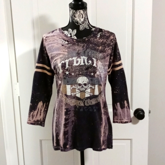 🆕 💀HTF Affliction💀 - "On The Road" 3/4 Tee - Picture 1 of 11